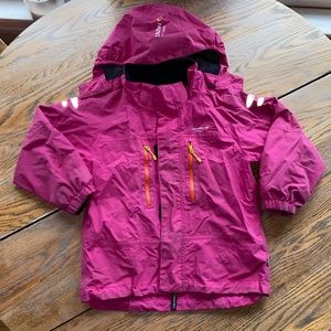 ISBJORN waterproof pink hooded jacket 110/116 kids/no rips or tears